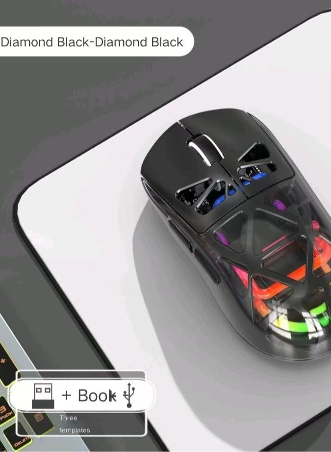 ثلاثة أوضاع خفيفة الوزنبلوتوث لاسلكيألعاب الرياضات الإلكترونيةماوسماوس شفاف مضيء RGB - Image 4
