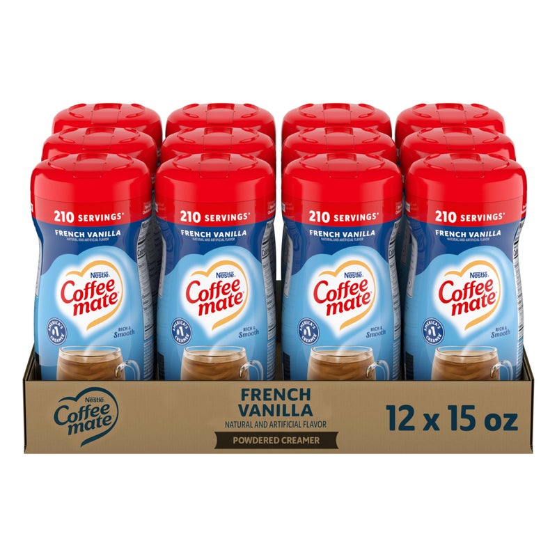 Coffee Mate Nestle Coffee mate Coffee Creamer French Vanilla Non Dairy Powder Creamer 15 oz Canister Pack of 12 - Image 3