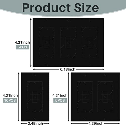 Tondiamo 20 Pcs Black Wall Insulation Gasket Rectangle Wall Plate Outlet Sealers Foam Replacement Weatherproof Gasket Sealer Energy Saving for Electrical Outlet Plates Switch Covers - Image 2