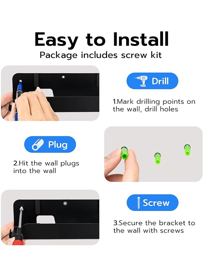 Mcbazel Wall Mount For Nintendo Switch 2 Joycon Shelf Bracket Metal Switch 2 Mount With Ventilation Joycon Controllers Hooks & Screw Kit (Black) - Image 4