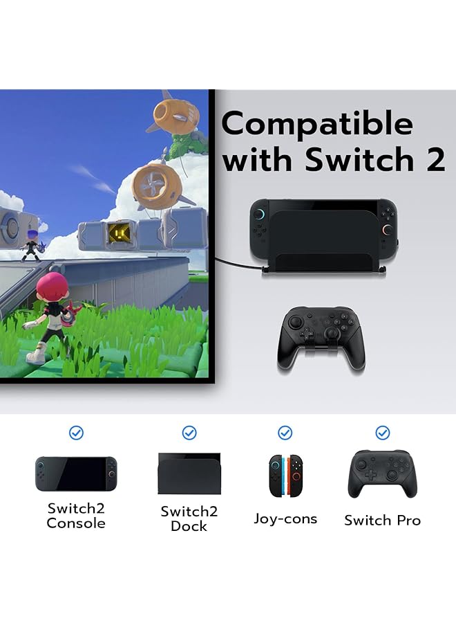 Mcbazel Wall Mount For Nintendo Switch 2 Joycon Shelf Bracket Metal Switch 2 Mount With Ventilation Joycon Controllers Hooks & Screw Kit (Black) - Image 2