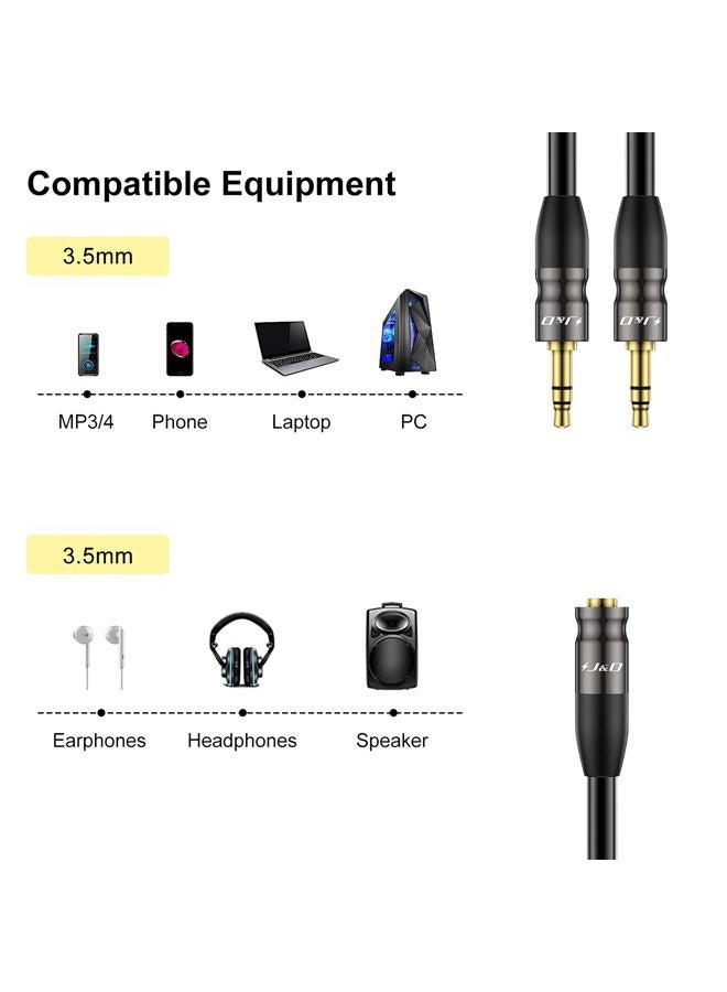 J&D 3.5 mm to 2X 3.5 mm Cable, Gold Plated Joint Copper Shell Heavy Duty 3.5mm 1/8 inch TRS Female to Dual 3.5 mm 1/8 inch TRS Male Y-Splitter Stereo Audio Adapter Cable, 0.65 Feet - Image 4