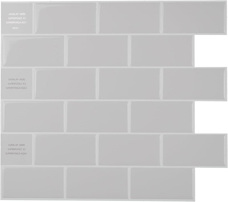 Smart Tiles بلاط خلفية لاصق - 10 ورقات بحجم 10.95" × 9.70" - بلاط خلفية لاصق ثلاثي الأبعاد للمطبخ، الحمام، جدار البلاط، كاسندرا - Image 1