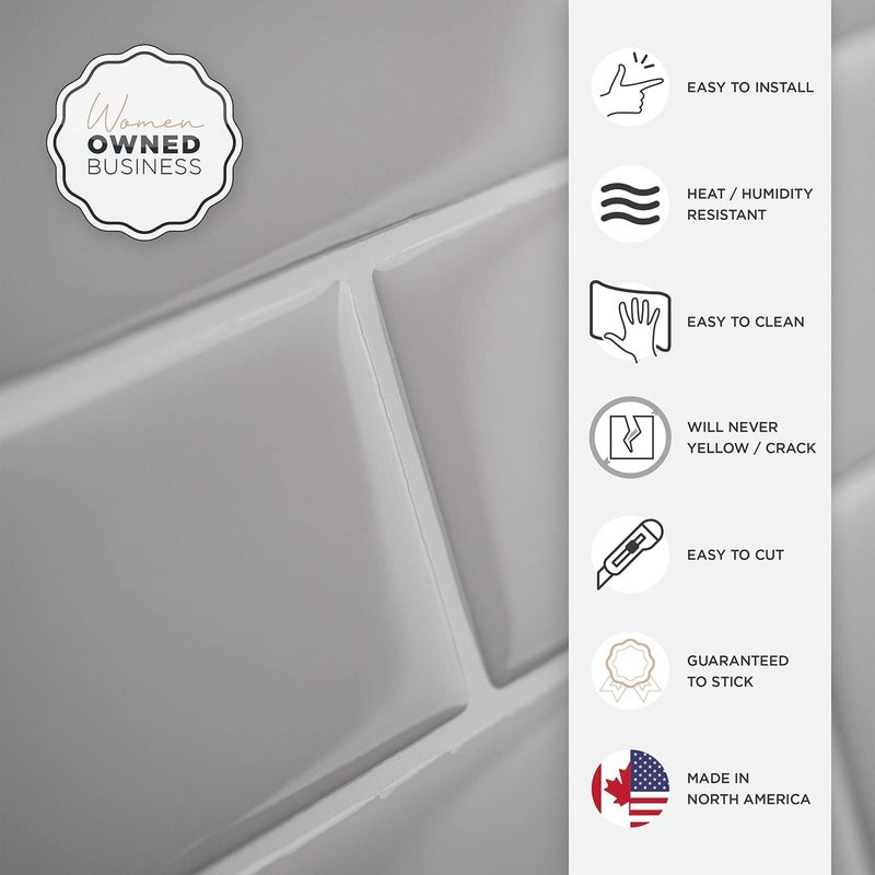 Smart Tiles بلاط خلفية لاصق - 10 ورقات بحجم 10.95" × 9.70" - بلاط خلفية لاصق ثلاثي الأبعاد للمطبخ، الحمام، جدار البلاط، كاسندرا - Image 4