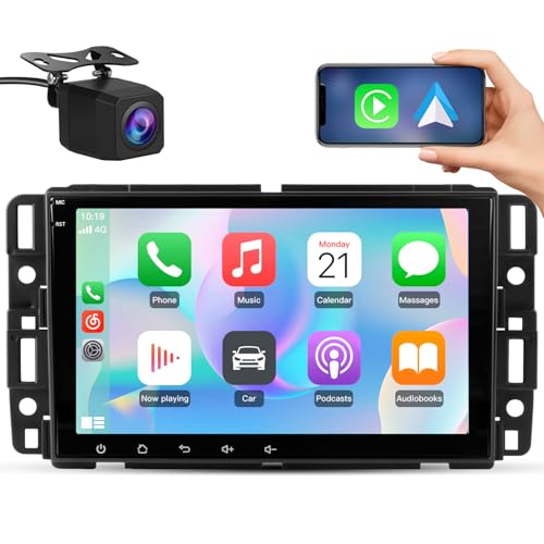 Junsun 4Core Car Radio Stereo for Chevy Silverado Tahoe GMC Sierra Yukon 2007-2013, 8 Inch IPS Screen with CarPlay Android Auto Bluetooth GPS Navigation Backup Camera - Image 1