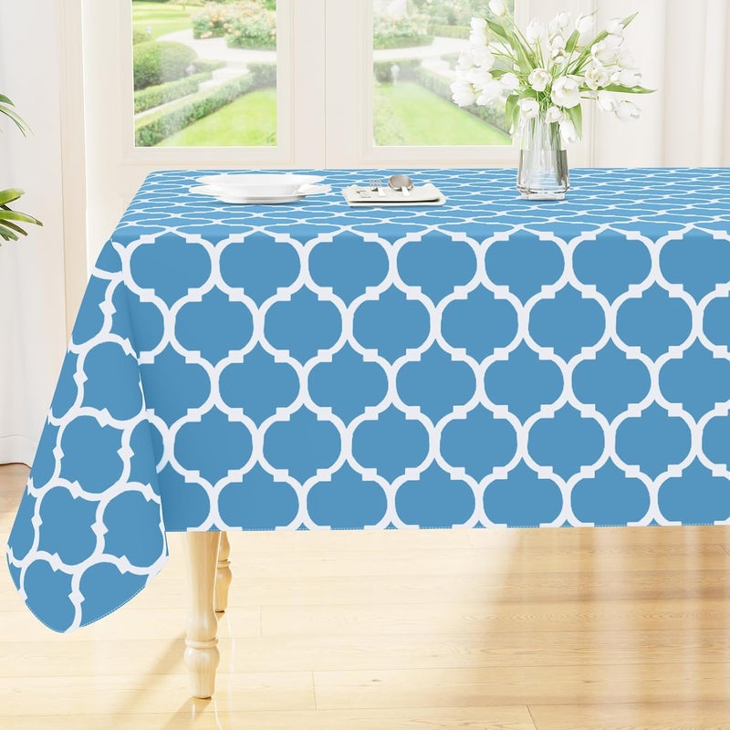 smiry Rectangle Table Cloth, Waterproof Vinyl Tablecloth with Flannel Backing for Rectangle Tables, Wipeable Spillproof Plastic Tablecloths for Dining, Camping and Indoor (52"x70", Light Blue) - Image 1