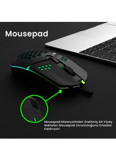 lecoo Lenovo MS105 Wired RGB LED Illuminated 3200DPI 6-Button Gaming Mouse Black  - Image 2