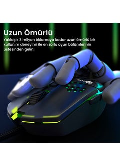 lecoo Lenovo MS105 Wired RGB LED Illuminated 3200DPI 6-Button Gaming Mouse Black  - Image 3