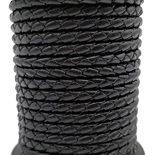 shapesbyX 5 Yards Braided Bolo Cords Regenerated Leather Strap 4.0mm Diameter Round for Jewelry Making or Beading Black - Image 1