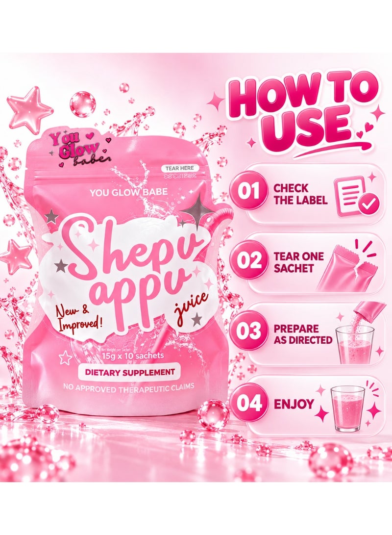 You Glow Babe Shepu Appu Juice – Refreshing Dietary Supplement Drink Mix | 15g x 10 Sachets - Image 3