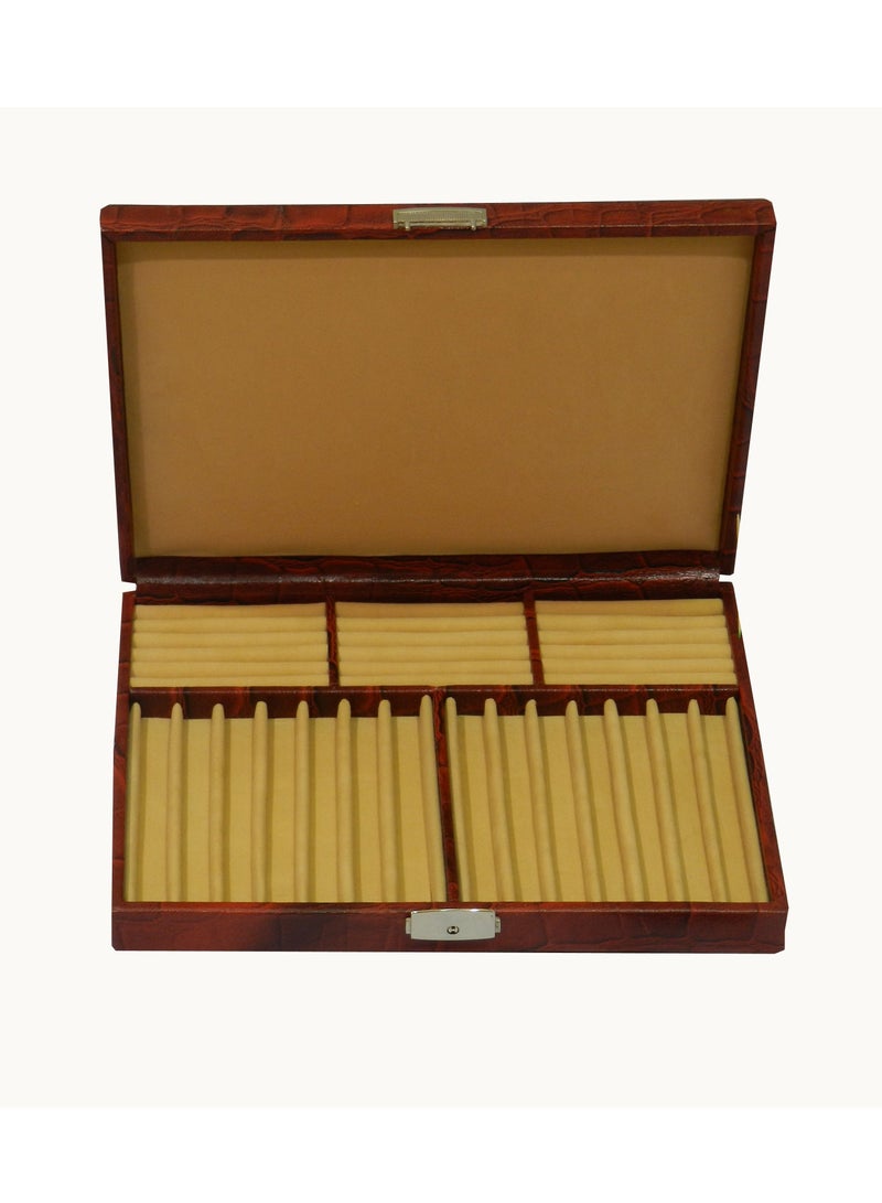 LAVERI LEATHER Laveri 14 Piece Genuine Leather Pen  Case Storage and Fountain Pen , Chain, Braslets ,Ring And Cufflinks Organizer Box with Key Lock - Image 1