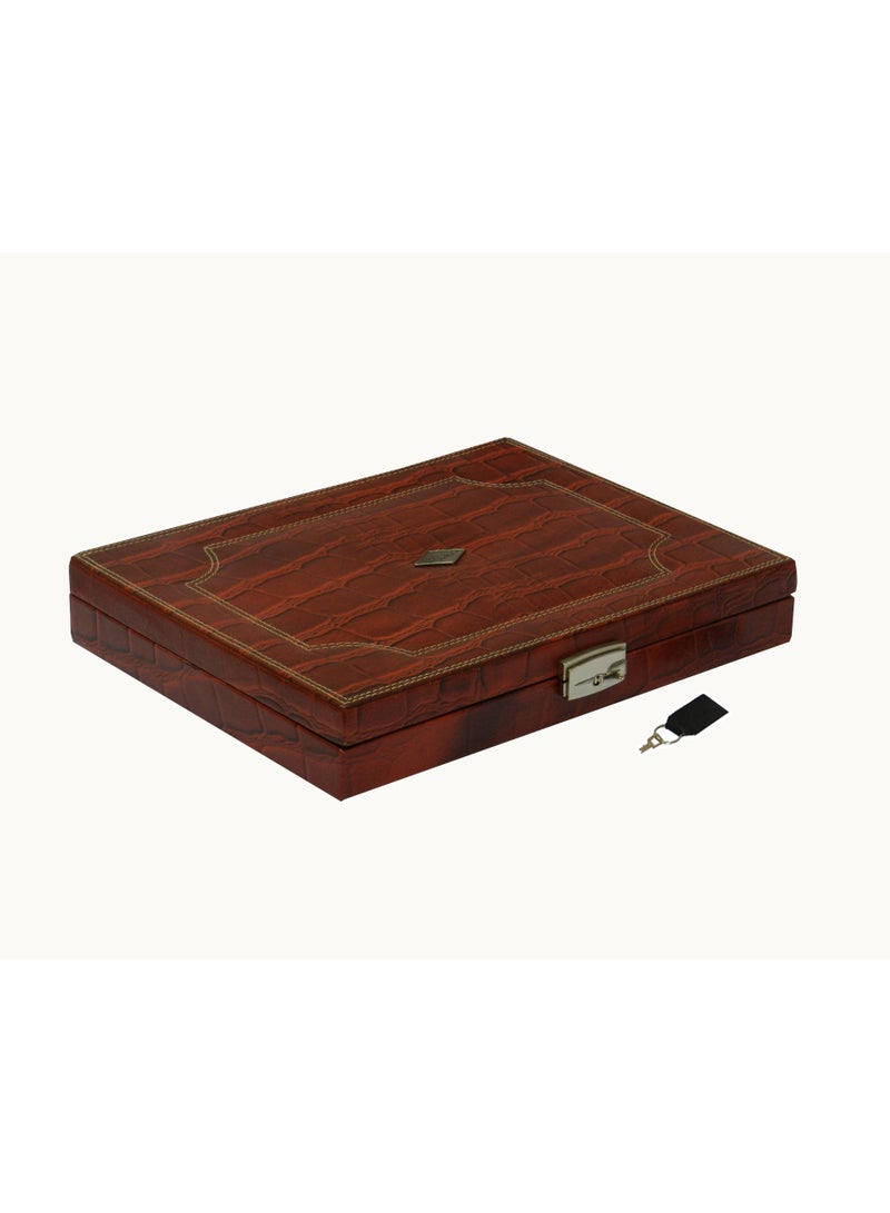 LAVERI LEATHER Laveri 14 Piece Genuine Leather Pen  Case Storage and Fountain Pen , Chain, Braslets ,Ring And Cufflinks Organizer Box with Key Lock - Image 2