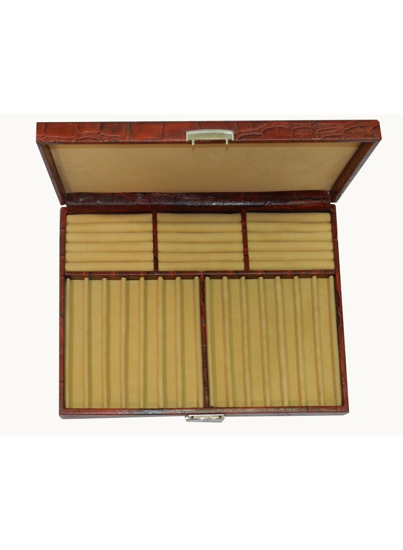 LAVERI LEATHER Laveri 14 Piece Genuine Leather Pen  Case Storage and Fountain Pen , Chain, Braslets ,Ring And Cufflinks Organizer Box with Key Lock - Image 3