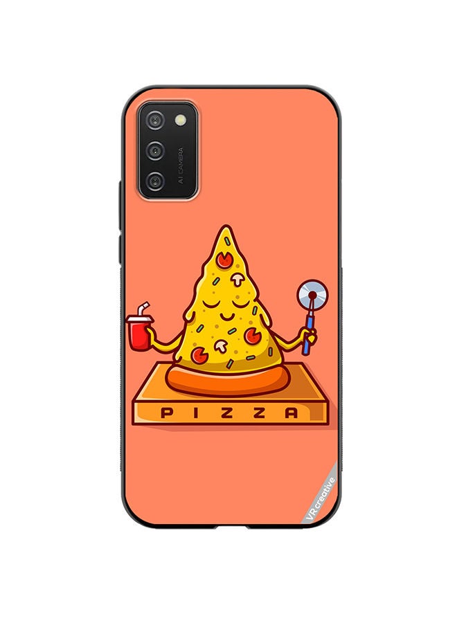 VR CREATIVE Protective Case Cover For Samsung Galaxy A02s Cute Pizza Yoga Design Multicolour - Image 1