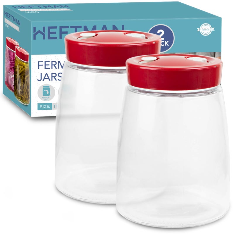 HEFTMAN Fermenting Jar With 1 Way Air Release Vent  14 Litres 2 Pack  Ideal for Safe Fermentation for Kefir Kimchi Sauerkraut Sourdough Starter Overnight Oats  Fermentation Jars Pack of 2
