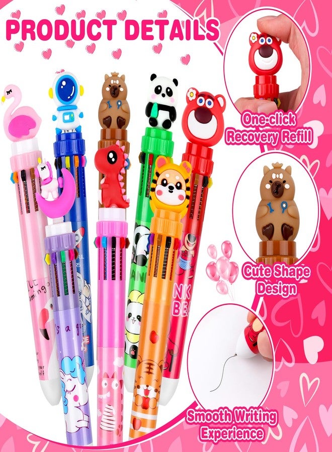 LUYI 24 Pack Valentines Day Pens for Kids, Valentines Day Card and 10-in-1 Multicolor Pen Retractable Ballpoint Pen Bulk for Valentine Gift School Classroom Party Favors Students Rewards Supplies - Image 3