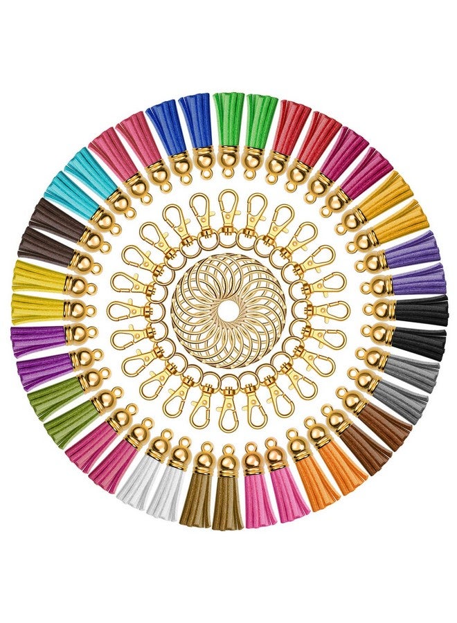 anezus خيوط للت crafts Anezus 100 قطعة مجموعة خيوط مفاتيح تشمل 50 قطعة خيوط و25 قطعة مشبك جراد البحر ومفاتيح 25 قطعة وخواتم مفاتيح بالجملة لمفاتيح أكريليك فارغة وفن فيلم Shrinky (ذهبي) - Image 1