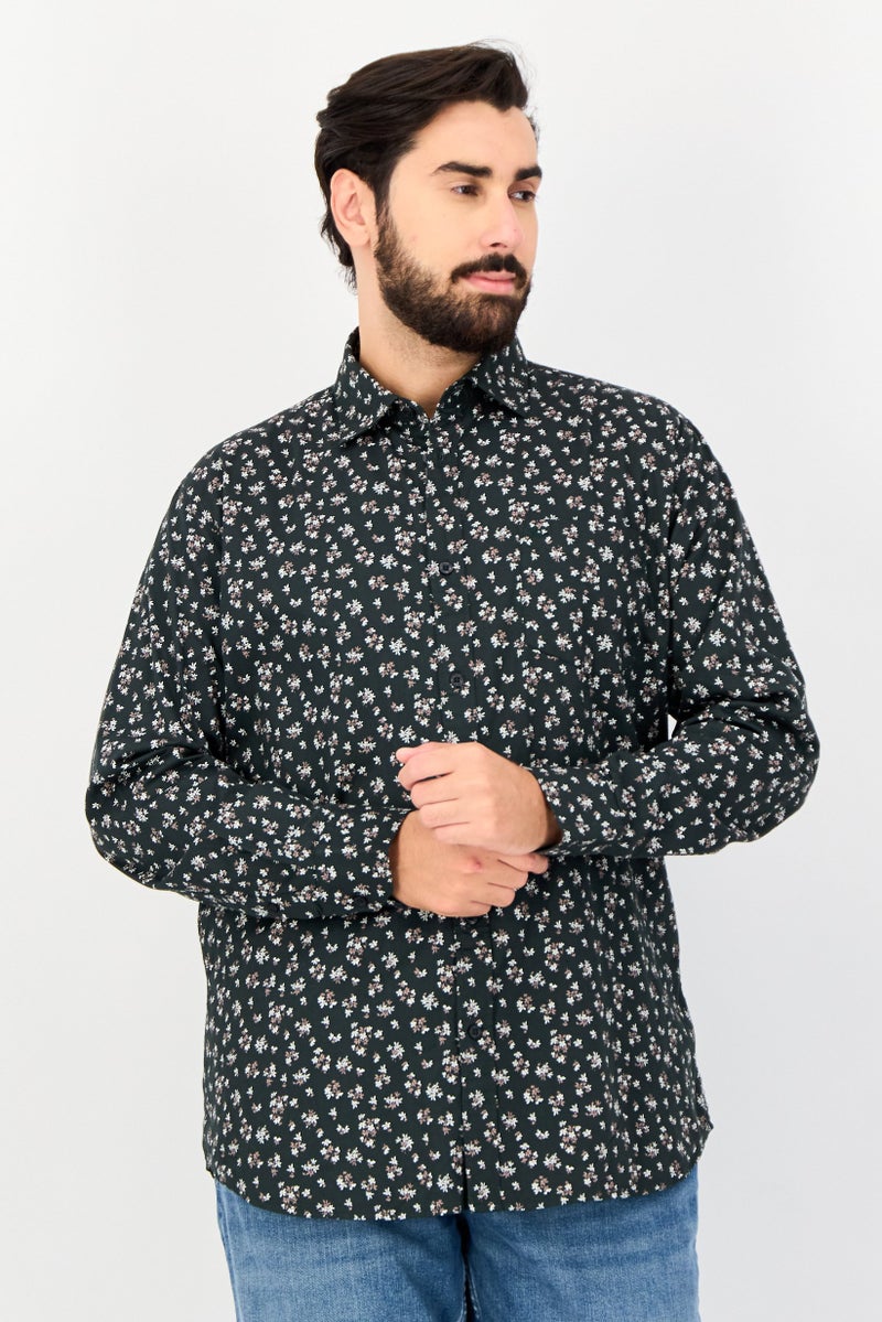 Kenneth Cole Men Slim Fit Floral Print Long Sleeves Casual Shirt, Multicolor  - Image 1