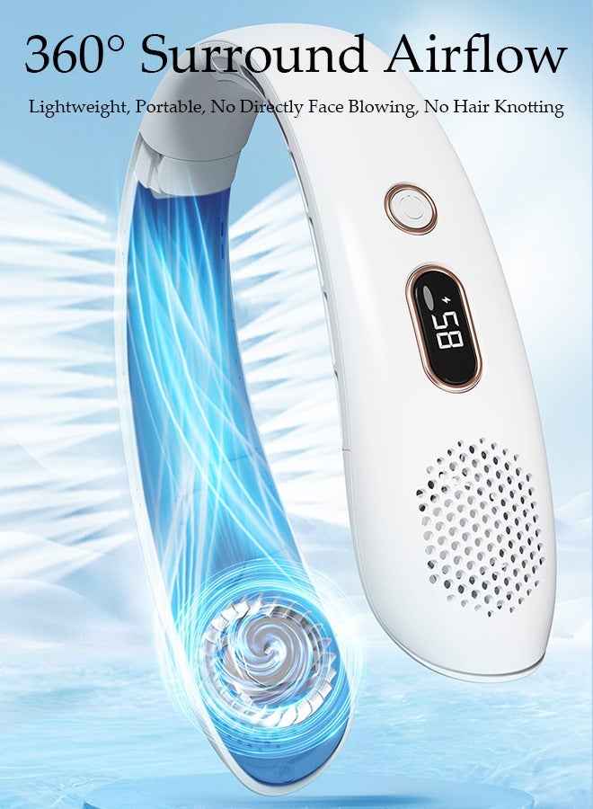 DUNISO Portable Neck Fan, Hands Free Bladeless Neck Fan WIth LED Display, 3 Speeds Adjustable USB Rechargeable Battery Powered Personal Neck Fan for Office, Travel, Sports, Household, Outdoor - Image 5