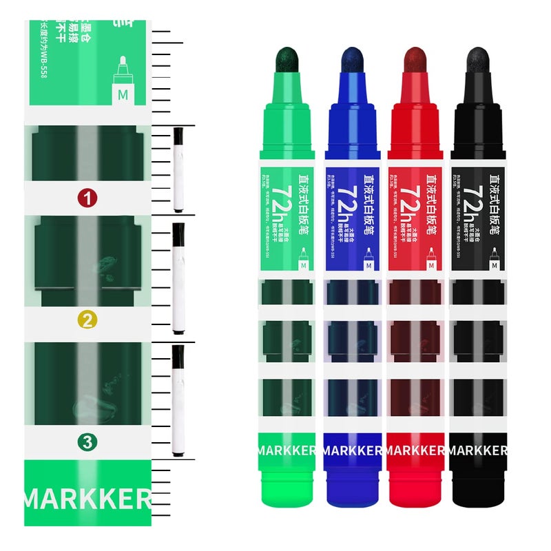 Vitoler Dry Erase Markers,4 Assorted Colors Whiteboard Markers,Long Lasting Low Odor White Board Markers for School Office and Home - Image 1