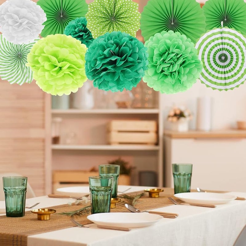 Toddmomy 14pcs Vibrant Tissue Paper Fans And Pom Poms Easy Assemble Party Decor For Weddings Showers Festivals - Image 5