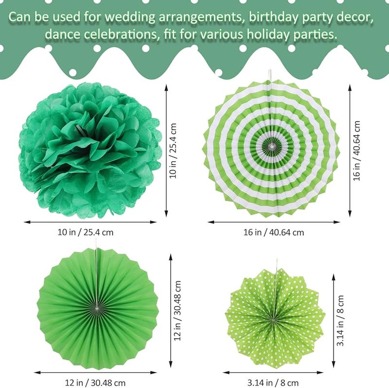 Toddmomy 14pcs Vibrant Tissue Paper Fans And Pom Poms Easy Assemble Party Decor For Weddings Showers Festivals - Image 3