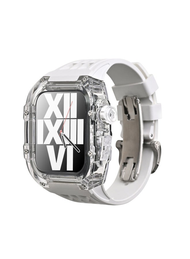 Suitable For Apple Watch With Modified Case Iwatch7/8 Transparent Case Fluorine Rubber With Butterfly Buckle 44/45mm - Image 1
