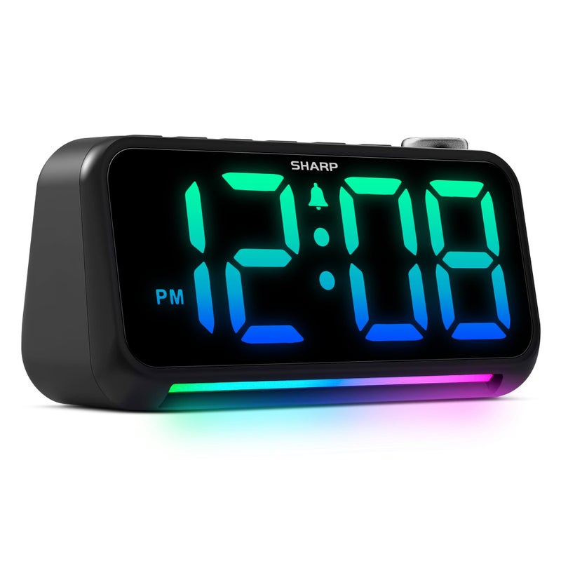 Sharp Loud Alarm Clock for Heavy Sleepers â€“ 95dB Alarm, RGB Color Display & Night Light, 2 USB Charging Ports (2A), Adjustable Brightness & Volume, Custom Snooze, Plug-in with Battery Backup - Image 1