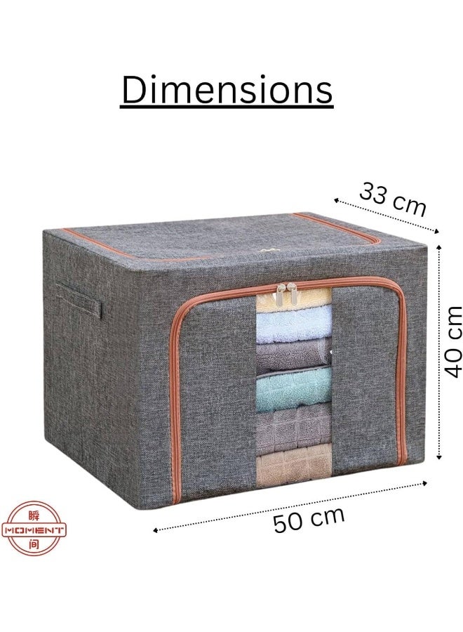 MOMENT Clothes Storage Box [66L], Large Capacity Clothes Organizer, Foldable Closet Organizers With Strong Handles, Stackable Clothes Storage Bags, Dustproof Boxes For Blanket Pants Shirt Books Toys - Image 3