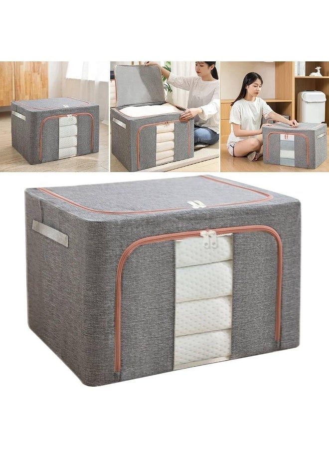 MOMENT Clothes Storage Box [66L], Large Capacity Clothes Organizer, Foldable Closet Organizers With Strong Handles, Stackable Clothes Storage Bags, Dustproof Boxes For Blanket Pants Shirt Books Toys - Image 2