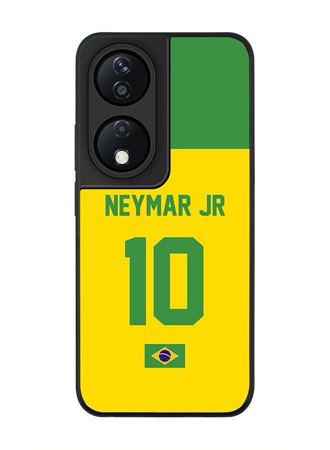Stylizedd Rugged Black Edge Case for Honor X7b, Slim fit Case Flexible Anti Drop TPU Gel Thin Cover -  Football Team - Brazil, Player Name - Neymar Jr - Image 1