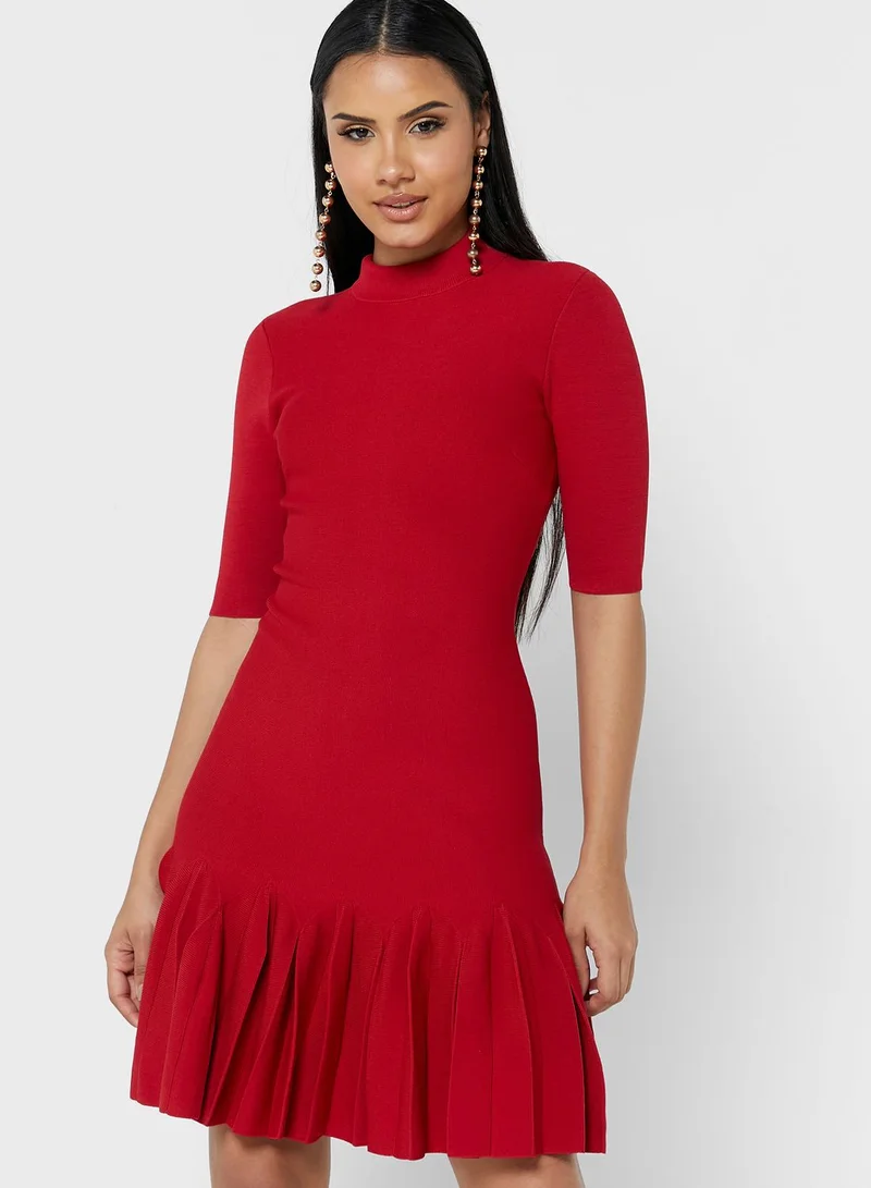 open lace back dress TED BAKER Women's Red Peplum Sleeve Knitted Dress Ted Baker Size 4 UK