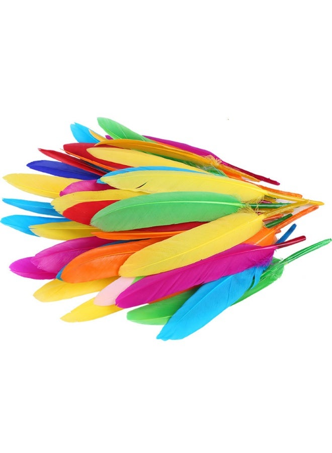 Mixed Color DIY Feather Colorful Small Straight Knife Goose Feather Clothing Craft Decoration Feather 240 Piece Set Handmade Materials - Image 1