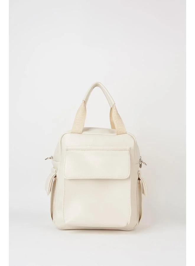 Vivaq Women's Swan Cream Multi-Pocket Zipper & Covered Adjustable Strap Travel & Daily Backpack.