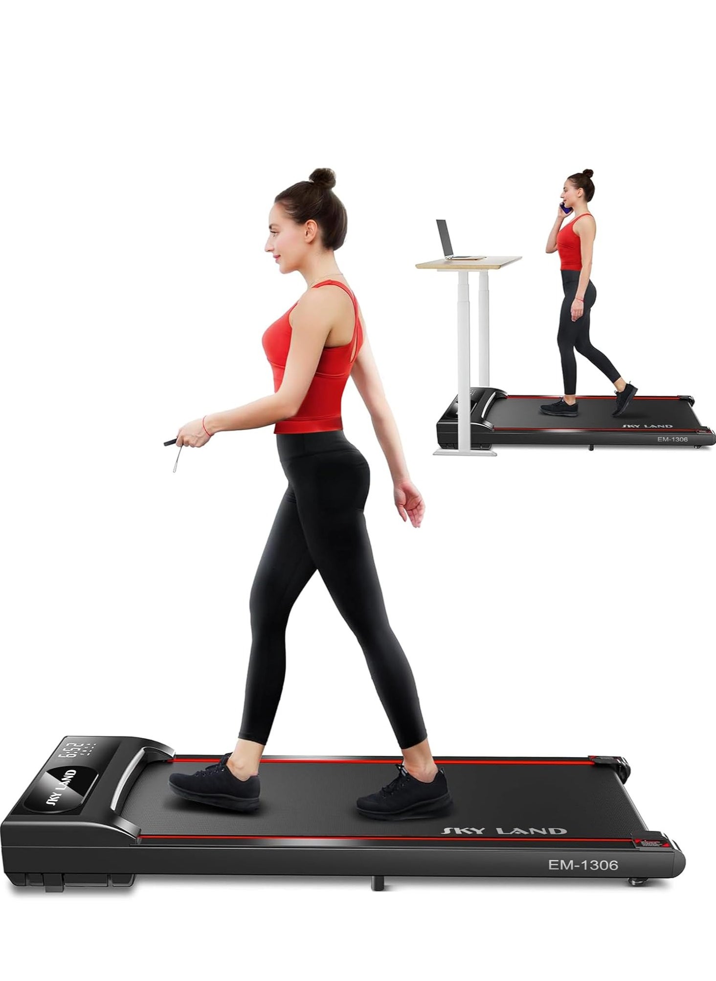 Sky Land Walking Pad Treadmill for Home Use| Ultra Slim Under-desk Running/Walking Machine, 2HP with Remote Control 