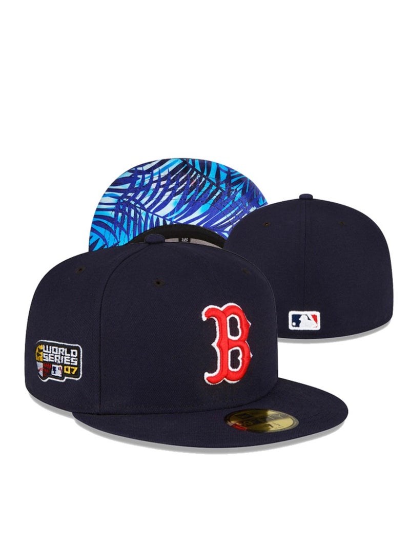 NEW ERA Red Sox Baseball Cap, Blue Palm Leaf Crown, World Series Patch - 59.6cm 
