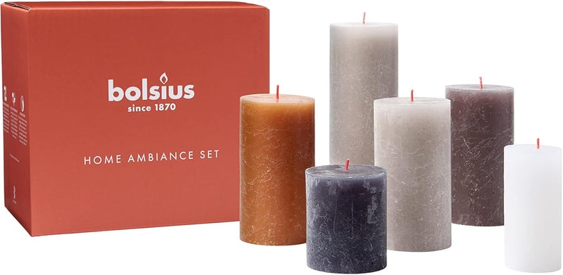 BOLSIUS Rustic Candle Gift Set - New Neutrals - Box of 6 Candles - Non Scented - Image 4