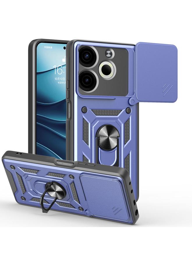 For Tecno Pova 6 Neo 4G Sliding Camera Cover Design TPU+PC Phone Case(Blue)