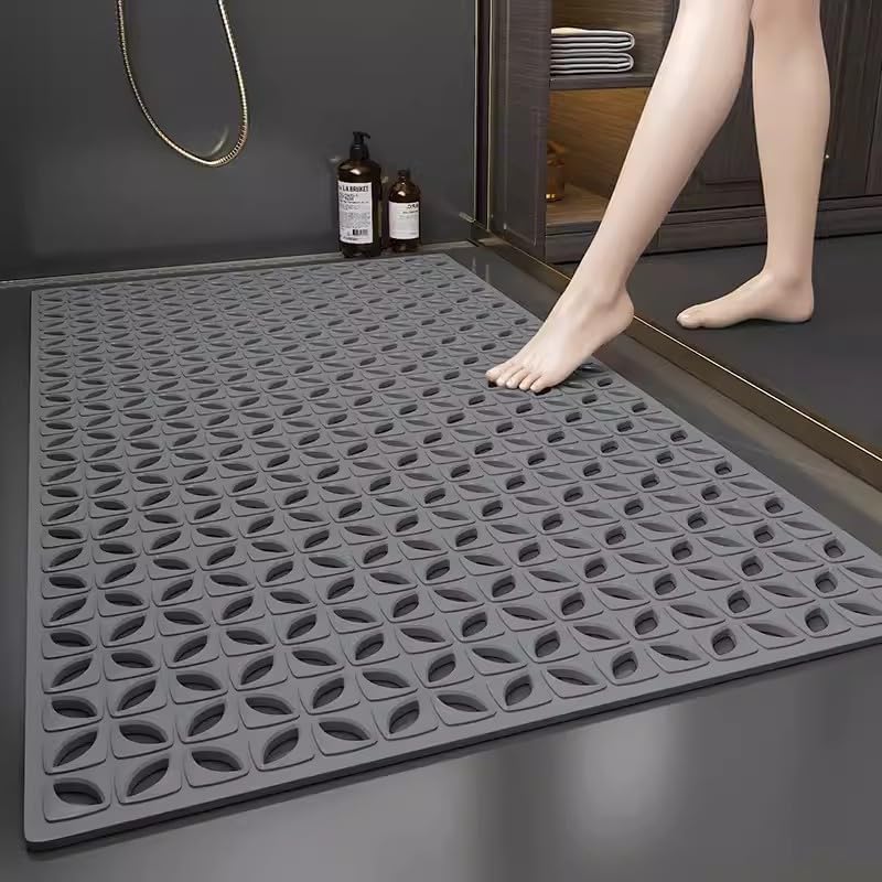 JKJ&ZXZ Non Slip Bathtub Mat - 16 x 28 Inch Soft Shower Mat with Suction Cups and Drain Holes - Image 1