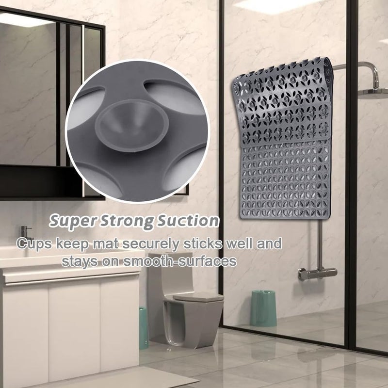 JKJ&ZXZ Non Slip Bathtub Mat - 16 x 28 Inch Soft Shower Mat with Suction Cups and Drain Holes - Image 4