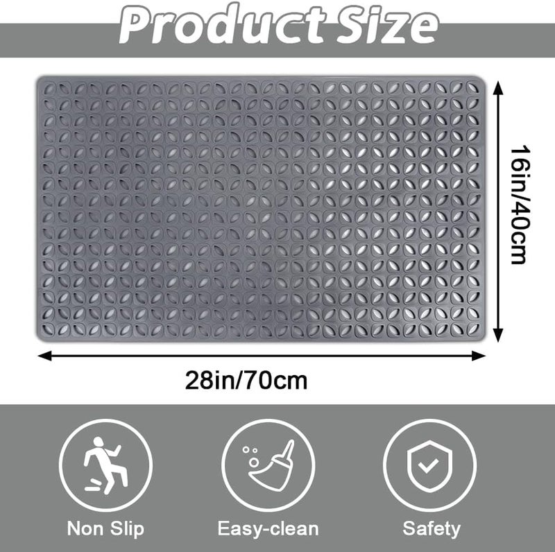 JKJ&ZXZ Non Slip Bathtub Mat - 16 x 28 Inch Soft Shower Mat with Suction Cups and Drain Holes - Image 2