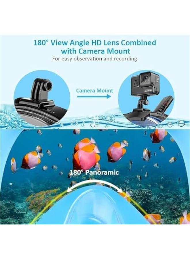 HOOKOR Full Face Snorkel Mask for Adults, Diving and Snorkeling Universal Fit Double Tube Breath Separation Camera Stand Anti-fog Mirror Independent Exhaust Valve - Image 2