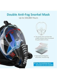 HOOKOR Full Face Snorkel Mask for Adults, Diving and Snorkeling Universal Fit Double Tube Breath Separation Camera Stand Anti-fog Mirror Independent Exhaust Valve  - Image 3