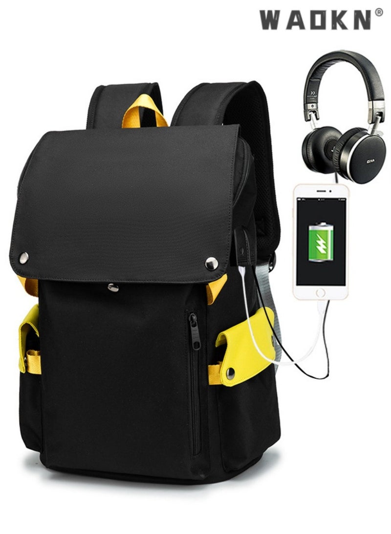 WAOKN 17 Inch Laptop Backpack Fashion Travel Backpack Casual Daypack Outdoor Rucksack College Bookbag for Men Women,Large Capacity Backpack with USB Socket,Multifunctional Business Trip Travel School Bag - Image 1