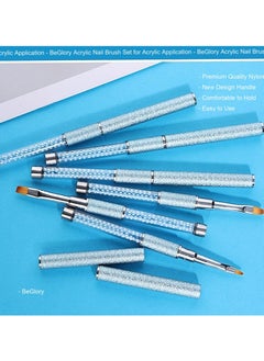 KASTWAVE 10 Pcs Acrylic Nail Art Brushes Set Manicure Tools Nail Art Diy Design Brush for Acrylic Application Nail Art Brush or Home Use and Professional Nail Salon Fine Drawing Nail Brushes blue  - Image 3