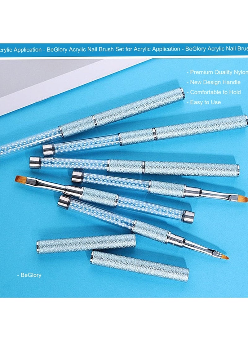 KASTWAVE 10 Pcs Acrylic Nail Art Brushes Set Manicure Tools Nail Art Diy Design Brush for Acrylic Application Nail Art Brush or Home Use and Professional Nail Salon Fine Drawing Nail Brushes blue  - Image 3