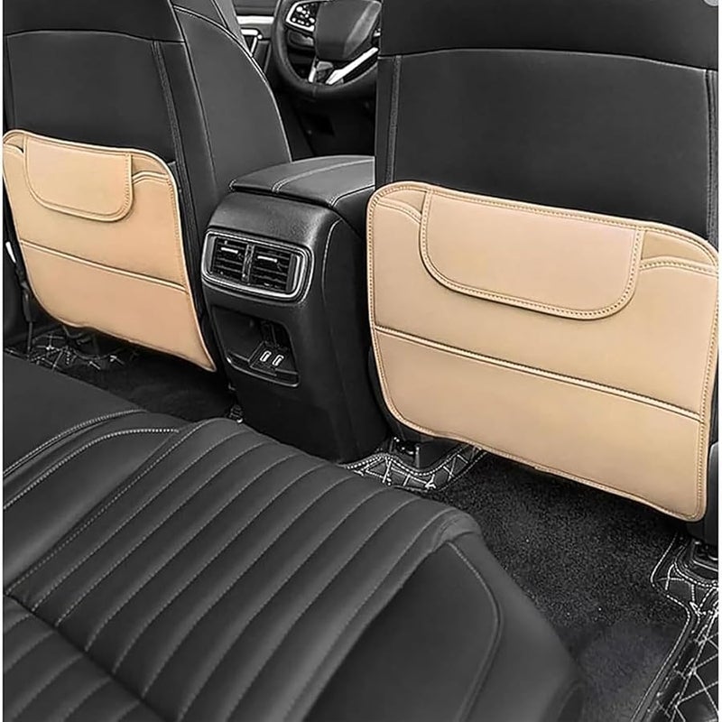Beige Car Seat Kick Mat Set For Ford Kuga MK2 2012 2019 Leather Seat Back Protector Anti Scratch - Image 1