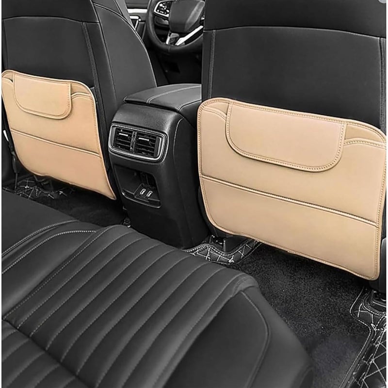 Beige Car Seat Kick Mat Set For Ford Kuga MK2 2012 2019 Leather Seat Back Protector Anti Scratch - Image 2