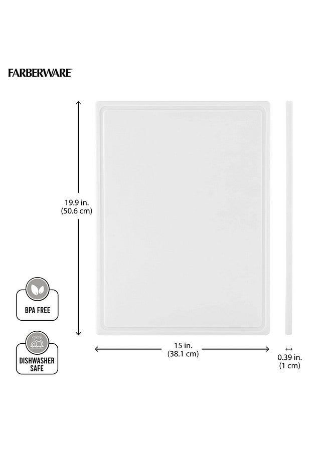 فاربرواير لوح تقطيع بلاستيكي كبير جدًا من فاربروير مع أخدود محيطي للعصير، آمن للغسل في غسالة الأطباق، 15 × 20 بوصة، أبيض - Image 4