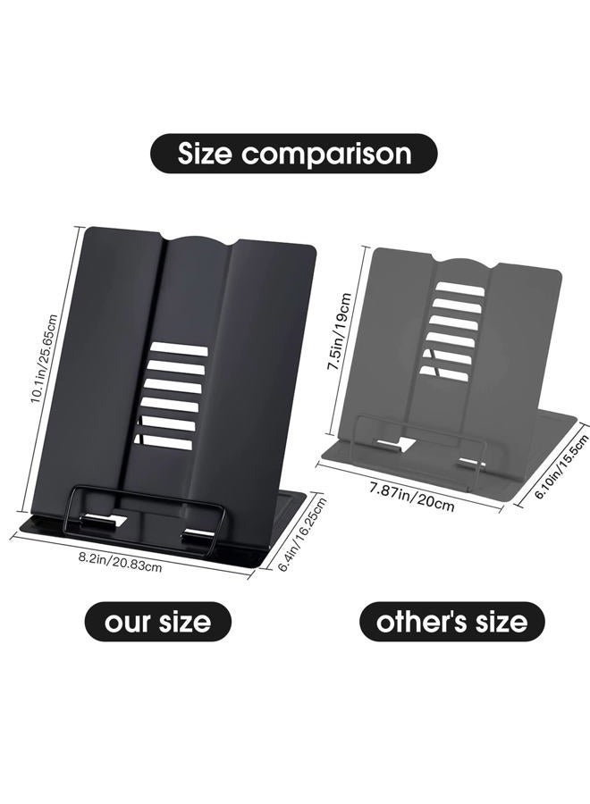 MSDADA Large Desk Book Stand Metal Reading Rest Book Holder Adjustable Document Cookbook Holder Portable Bookstands for Recipes Textbooks Music Books Birthday Gift for Age 3,4,5,6,7,8,9,10+ Boys Girls(Black) - Image 3